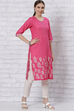 Pink Straight Kurta image number 3